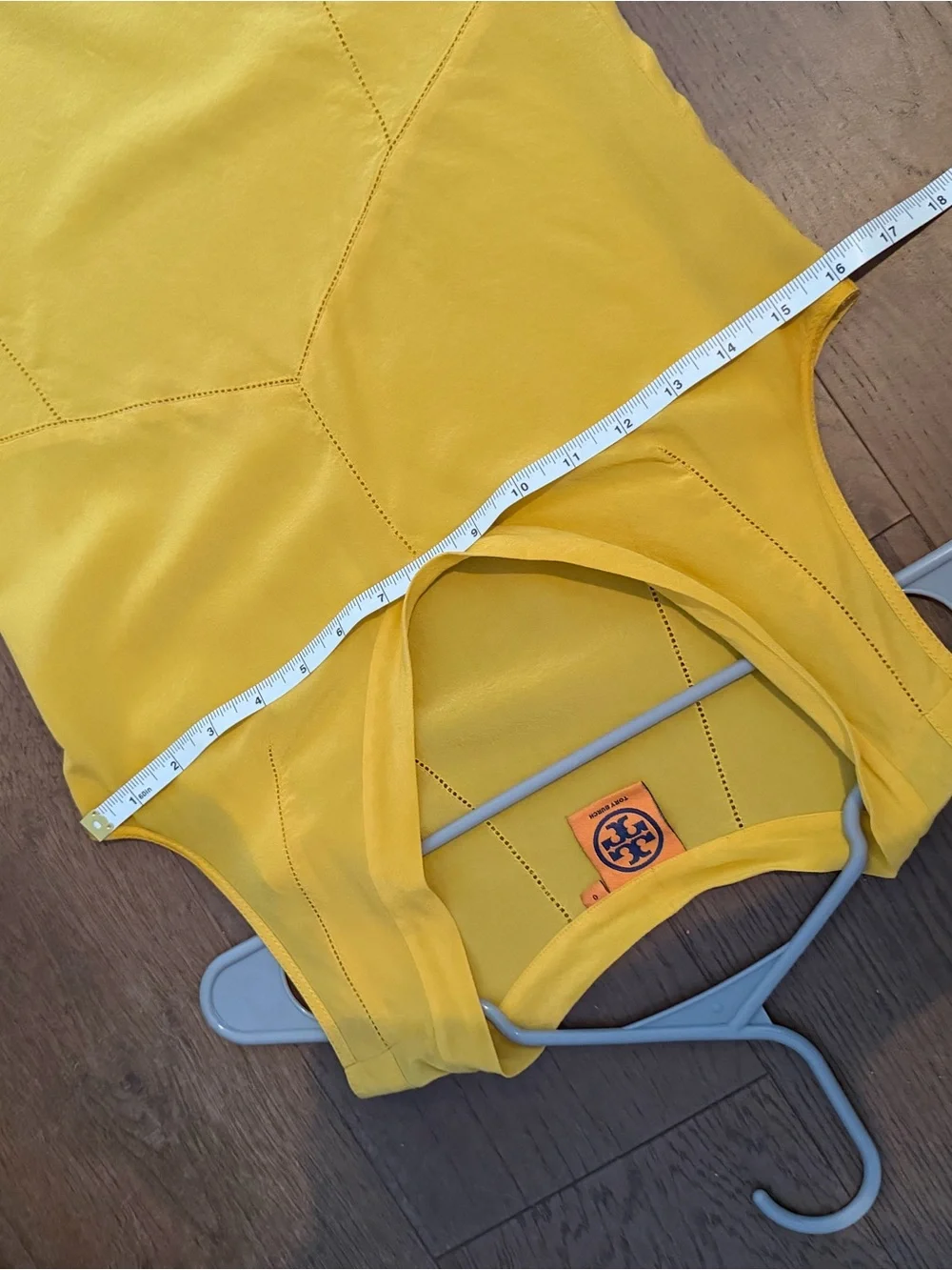 Tory Burch Bright Yellow Sleeveless Scoop Neck Silk Tank